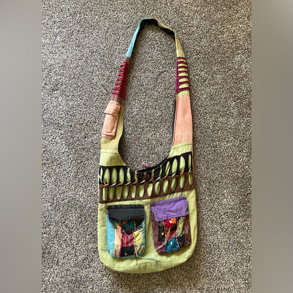 Multicolor Boho Hippie Patchwork Shoulder Bag - image 1
